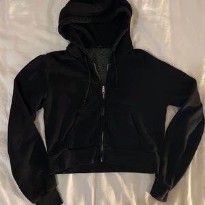 Brandy Melville Black Cropped Zip Up Hoodie